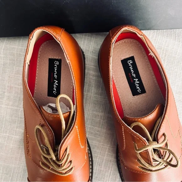 Brand NEW Bruno Marc PRINCE-6 Cognac Cap Toe Dress Shoes EU 45 - Picture 5 of 5